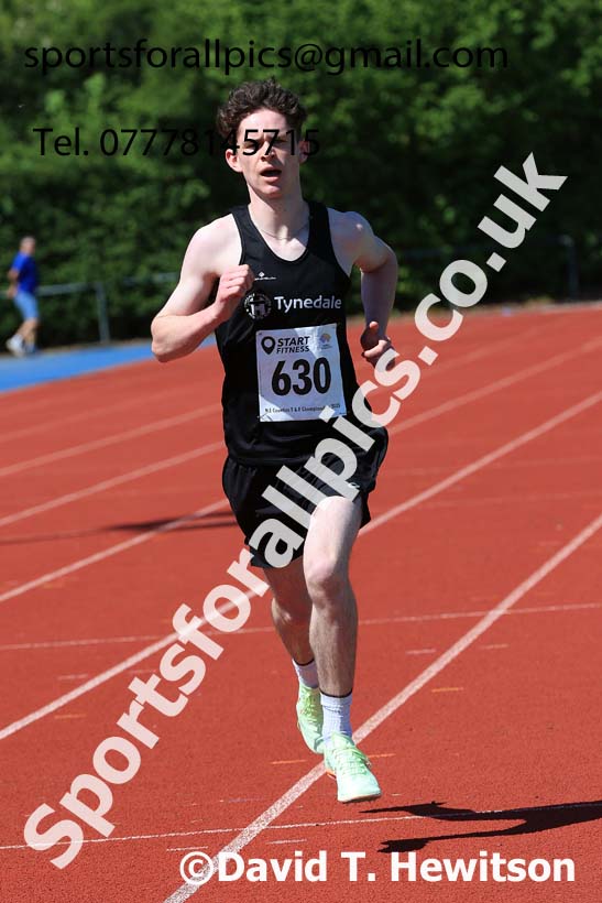 Mens under-20s 1500 metres 2025 North Eastern Track and Field Champs., Shildon, County Durham. Photo: David T. Hewitson/Sports for All Pics